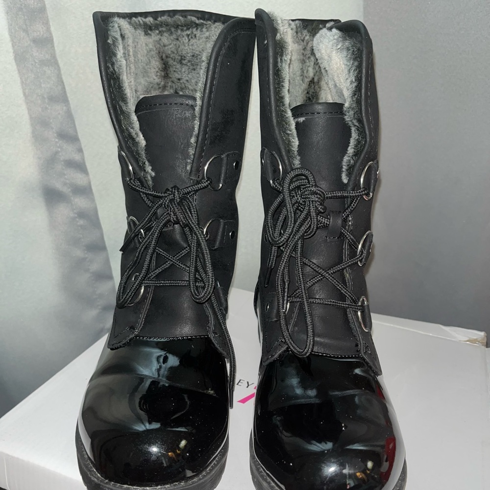 Black Suede Lace-up Boots